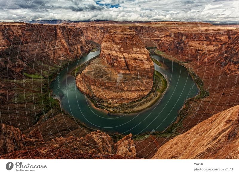 you know, Horseshoe Bend it is Nature Landscape Earth Sand Sky Clouds Sun Sunlight Summer Autumn Beautiful weather Rock Canyon River Tourism American Flag