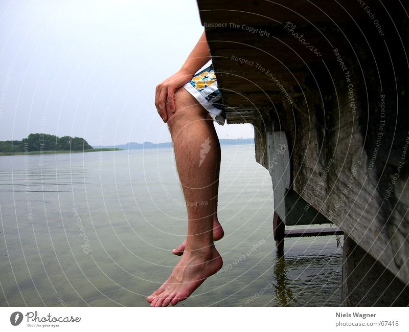 chilln after bathing Lake Footbridge Calm Water Legs Bridge rest Feet
