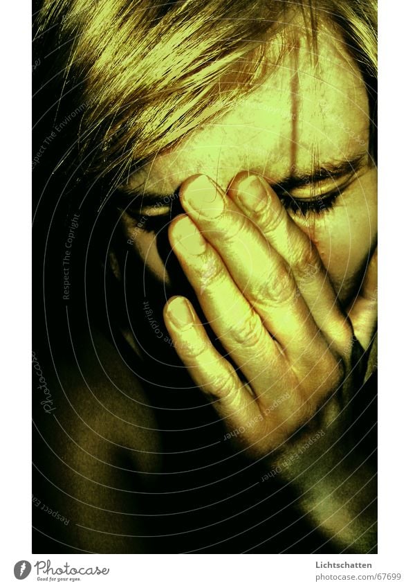 not. Woman Grief Concern Hand Dark Portrait photograph Human being Sadness Hide Fear Pain Face Dark background