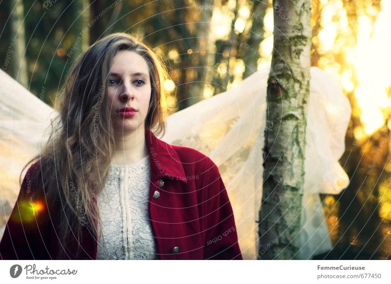 Spring awakening in the forest (II). Feminine Young woman Youth (Young adults) Woman Adults 1 Human being 18 - 30 years Serene Idyll Creativity Nature Beautiful