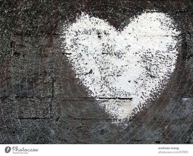 White Heart Gray Wall (barrier) Love Emotions Romance grey Stone Old Crack & Rip & Tear cracks bricks feel romantic rocks young Sign Valentine's Day
