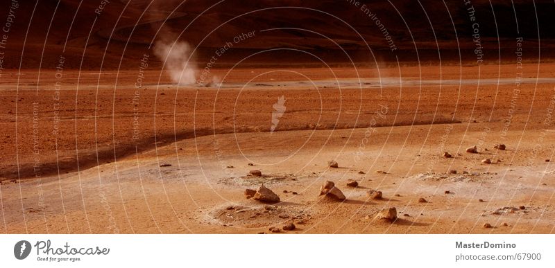 Mars Road Planet Martian landscape Red Stone Gravel Sulphur Astronautics Exterior shot Desert Universe Rock Sand Fragment Steam Smoke hostile to life Sky Street