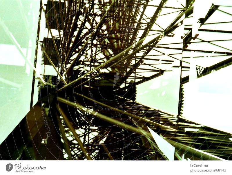 standstill Spreepark Ferris wheel Double exposure Retirement Iron Steel Construction Memory Muddled Calm Level