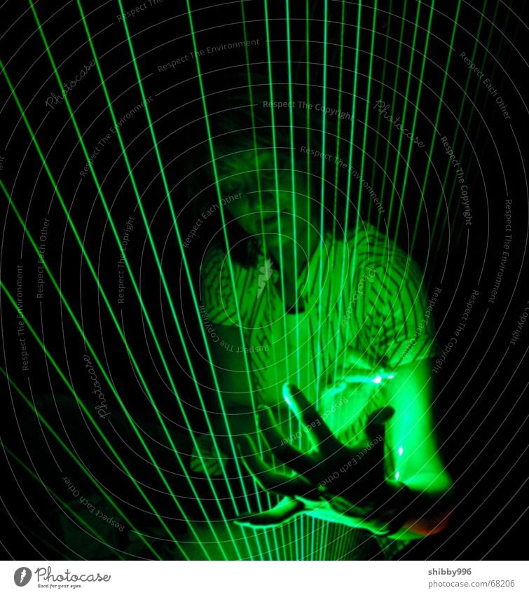 Laser harp with model Green Light Music Dream Industrial Photography Lamp heaven beams dreams Lighting lasers laserlight