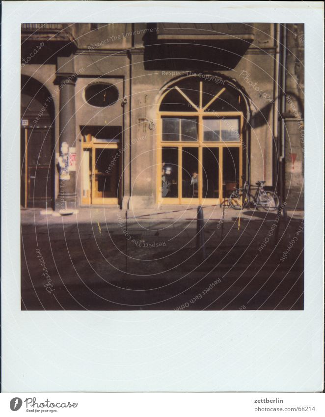 Polaroid XII Facade Gastronomy Café Empty Raw Window Shop window Street Roadhouse New outdoor advertising Door Berlin