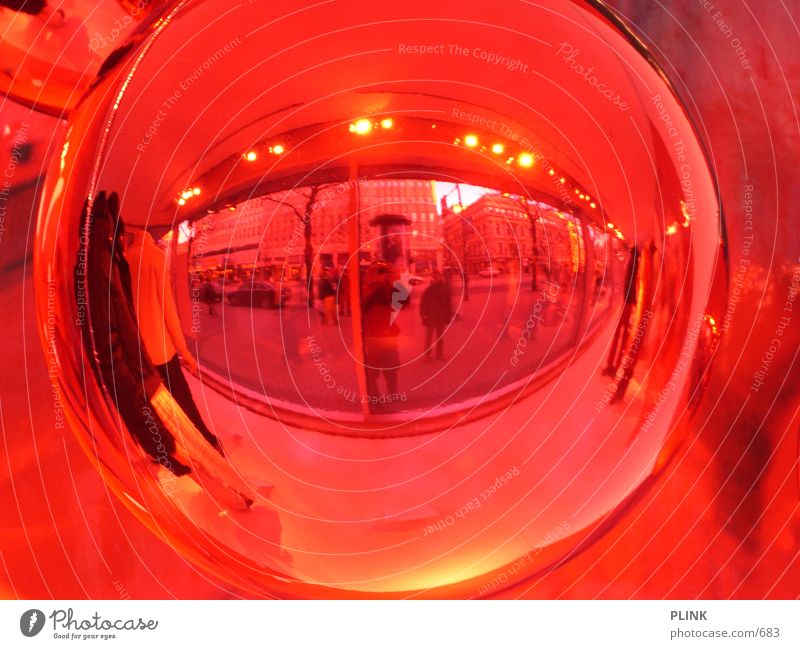 camera head - continuation Red Mirror Decoration Fisheye Sphere