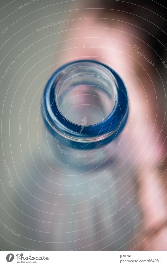 Empty bottle Glass Blue Gray Bottle Neck of a bottle Glassbottle Colour photo Exterior shot Close-up Detail Macro (Extreme close-up) Deserted Copy Space bottom