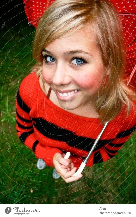 Redcheek and the evil wolf (not in the picture) Sweet Beautiful Cute Bird's-eye view Wide angle Striped Large Umbrella Black Blonde Woman Sunglasses Summer