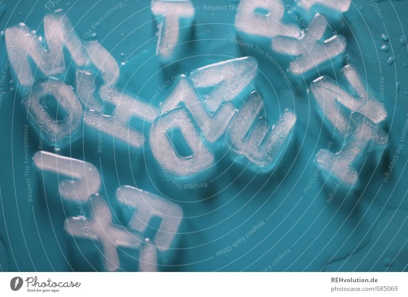 Which letter comes first? Water Wet Letters (alphabet) Greek alphabet Ice Melt Word Reading Cold Frozen Damp Blue Colour photo Interior shot