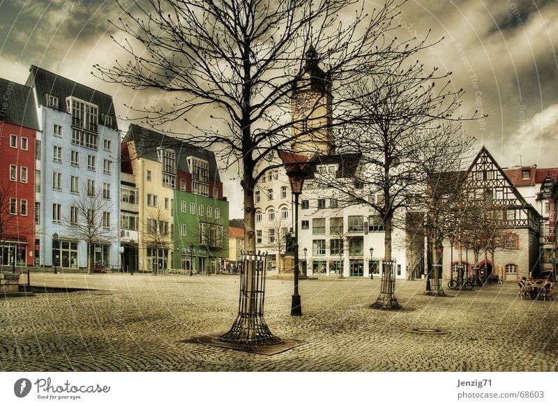 Empty swept. Places Marketplace House (Residential Structure) Town Tree Cobblestones Markets Jena Life Living or residing