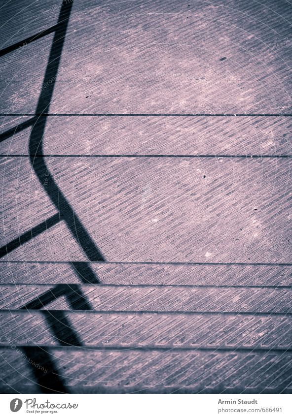 Railing shadow cast on metal staircase Stairs Old Esthetic Dirty Simple Gloomy Violet Moody Dream Design Apocalyptic sentiment Colour Accuracy Modern Town