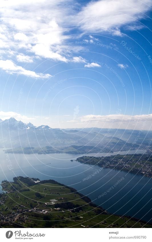 Lake Lucerne Environment Nature Landscape Sky Beautiful weather Alps Mountain Natural Blue Green Switzerland Colour photo Exterior shot Deserted Day