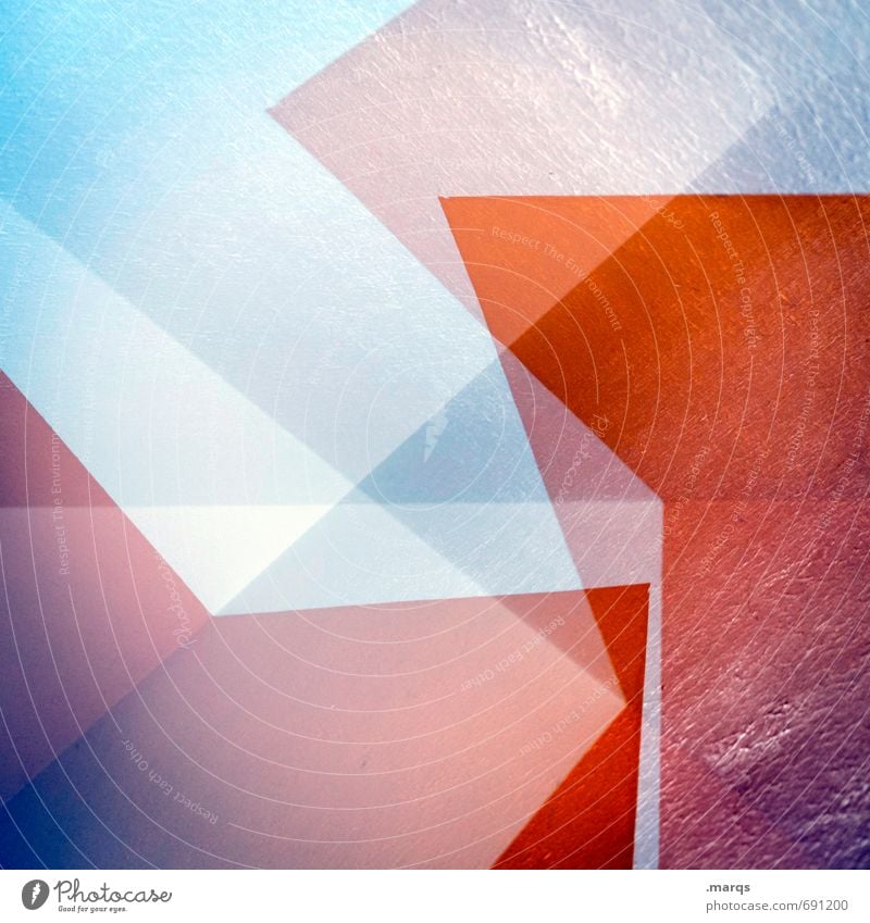 Comprehensive Abstract Minimalistic Illustration White Red Sharp-edged Design Structures and shapes Interior design Geometry Corner Close-up Double exposure