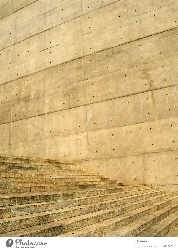 Concrete Wall Stairs Construction Wall (building) Cold Hard Simple Gloomy Architecture Structures and shapes Geometry Exterior shot Day Abstract Facade Detail