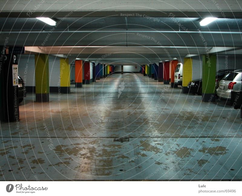 Park A Lot Zoom effect colours colors cars parking basement lights concrete