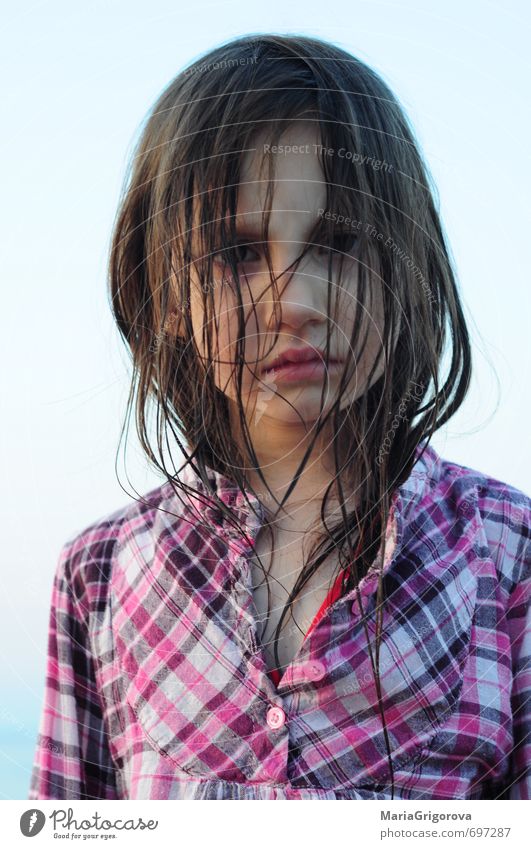 Angry little girl Vacation & Travel Summer Beach Child Human being Girl Head Hair and hairstyles Face Eyes Nose Mouth Lips 1 3 - 8 years Infancy Nature Sky Sun