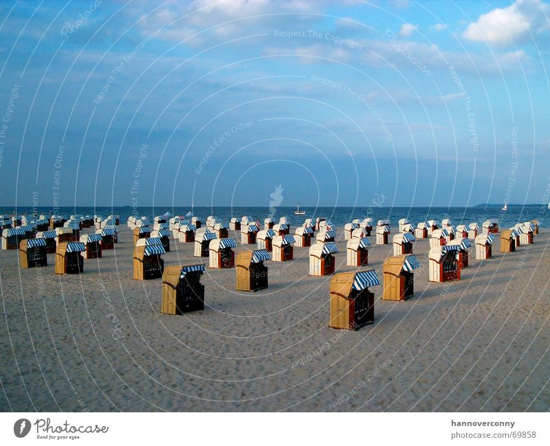 Travemünde Beach 2 Beach chair Clouds Twilight Horizon Calm Relaxation Army Ocean Earth Sand Peace Sky Far-off places