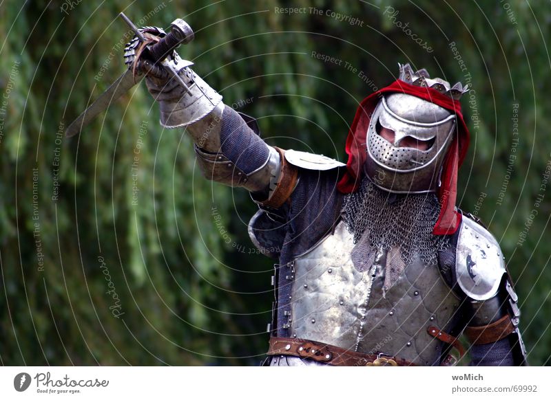 triumphant Success Battle Time travel Man Exterior shot Knight Armour knightly Medieval times medieval market speculum tournament crusade Past Pride