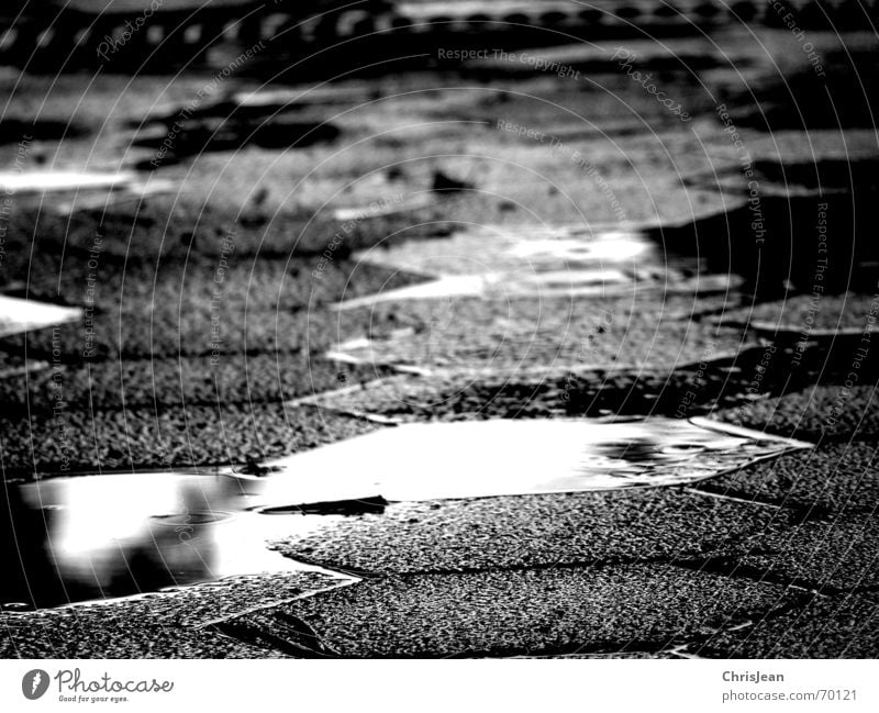 untitled Mirror Water Weather Bad weather Sadness Dirty Wet Puddle Water puddle Rain gutter Floor covering pool gbg white-black Black & white photo