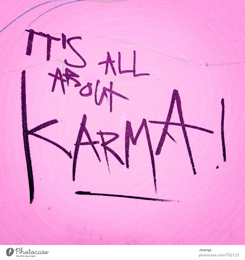 karma Lifestyle Elegant Style Design Culture Wall (barrier) Wall (building) Characters Graffiti Pink Black Belief Religion and faith Communicate Resume Hope