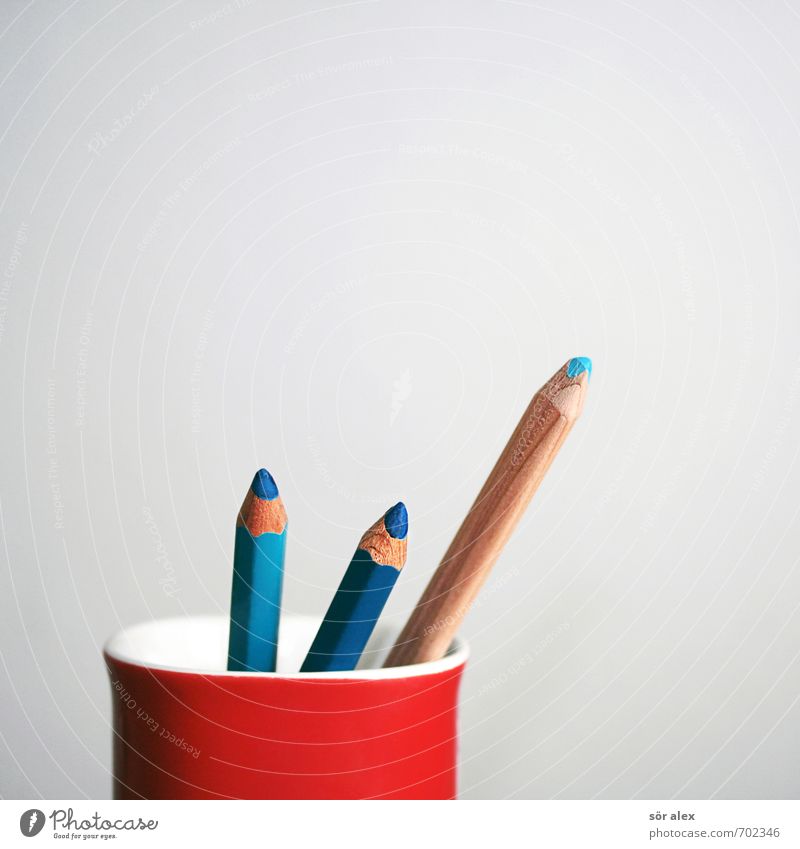 blue pencils Parenting Kindergarten Office work Media industry Advertising Industry Pen Crayon Mug Cup Draw Blue Red Education Business Communicate Creativity