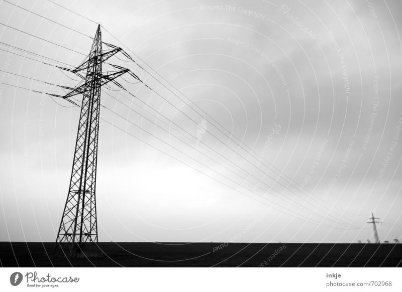 they couldn't come together Energy industry Technology Cable Electricity Power transmission Environment Landscape Sky Clouds Horizon Bad weather Fog Field