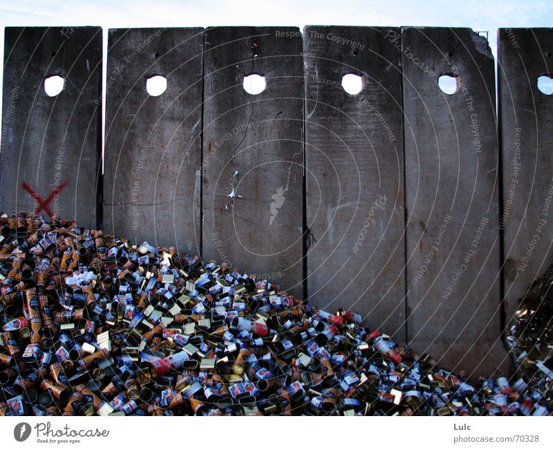 Walls Of Junk Sky cement junk waste can mountain dots holes cross garbage Wall (barrier)