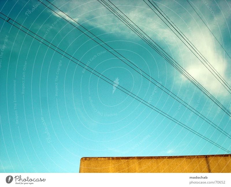 PERFECT INTEGRATED WEIGHT | sky striving lines clouds Clouds Building Style Yellow Transmission lines Line Graphic Sky Turquoise mado Orange Blue Illustration