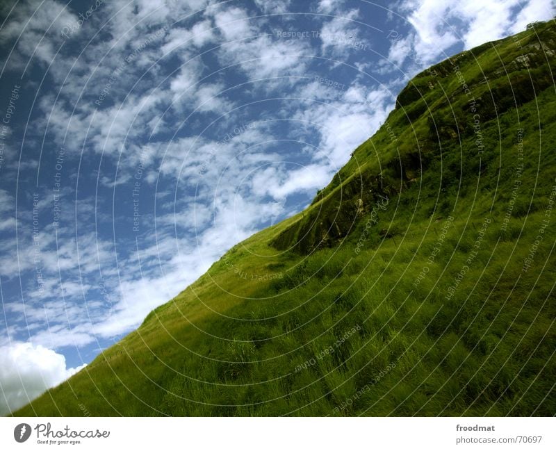 diagonal cloud mountain Brazil Clouds Diagonal Meadow Grass Green Minimal Composing In transit South America Summer Physics Hill Slope Sky Idyll Bus travel