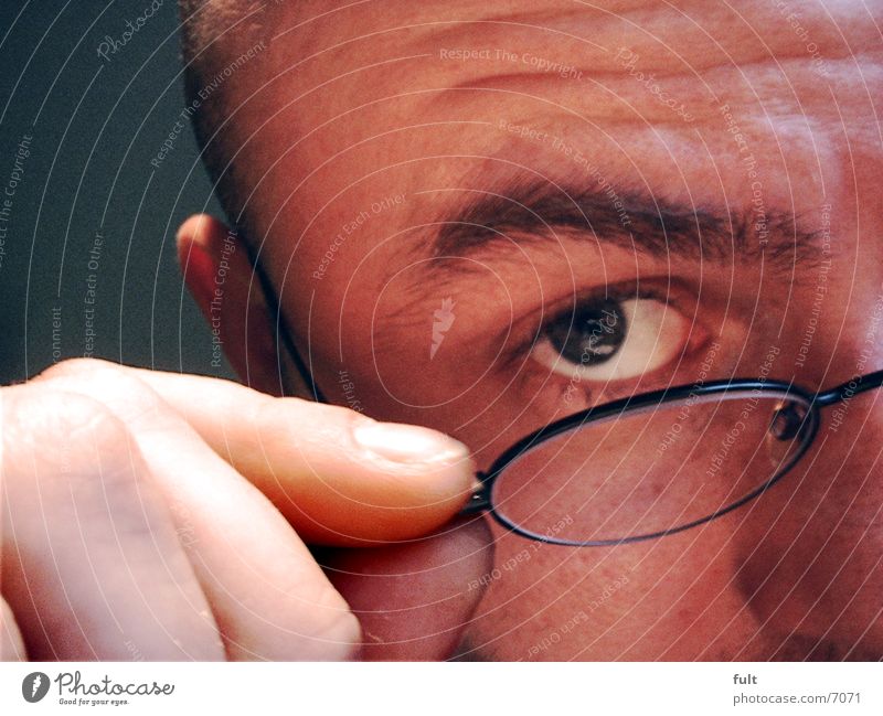 Isch Peek Eyeglasses Forehead Man Eyes Looking