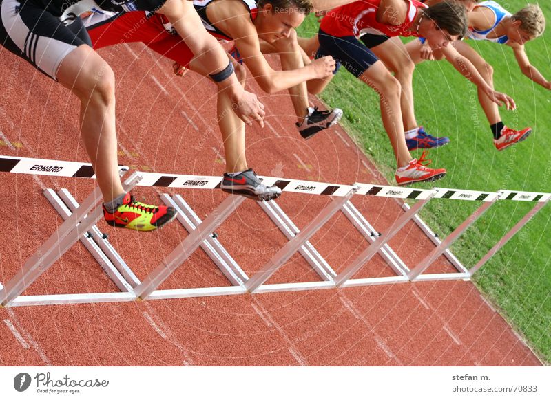 downhill Hundred-metre sprint Stadium Track and Field Tartan Man Leisure and hobbies Sporting grounds Triathlon Barrier Walking Resume spikes 110m Runner Sports