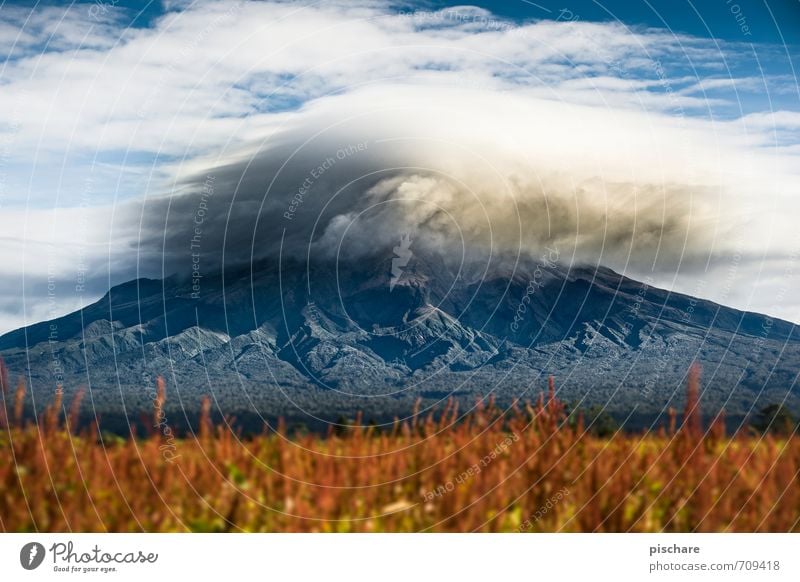 Wait, wait, run! Nature Landscape Elements Clouds Storm clouds Climate Bad weather Volcano Threat Dark Exotic Adventure New Zealand taranaki Mount Egmont