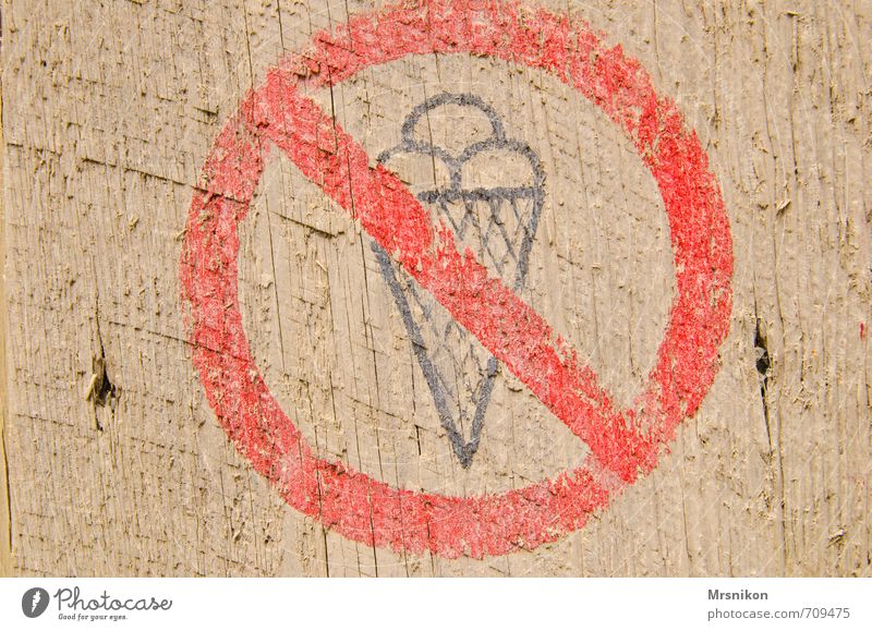 ice ban Ice cream Candy Italian Food Sign Signage Warning sign Vice Refrain Bans Wooden board Prohibition sign Warning label Board Structures and shapes