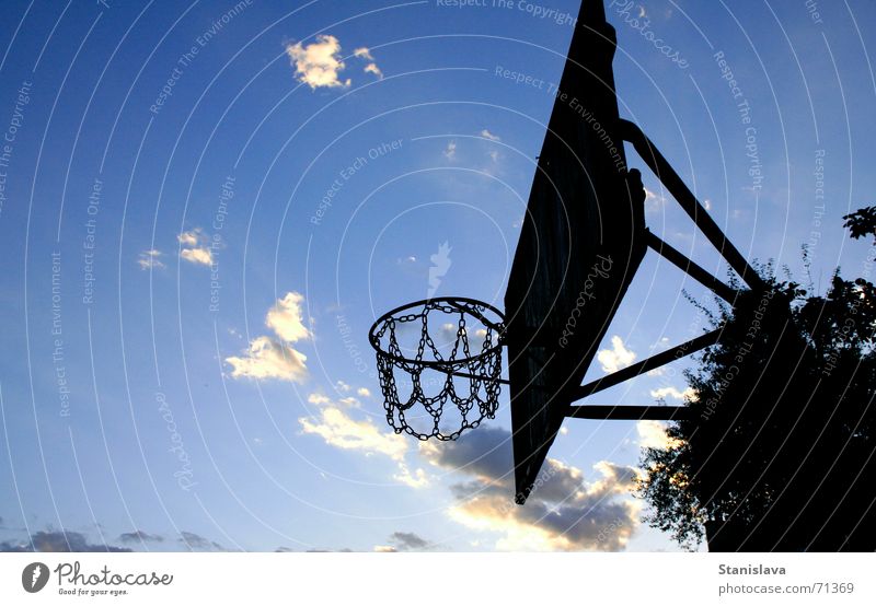 old basket Basketball basket Sky Playing playground blue siluette evening black cloud