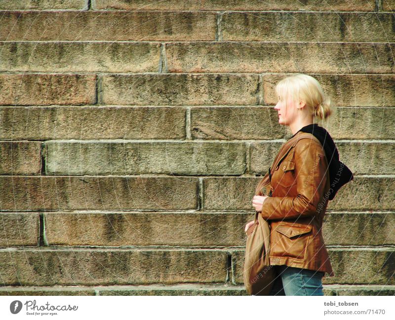 Finland's beauties Helsinki Blonde Woman Exterior shot Silhouette Stairs Profile