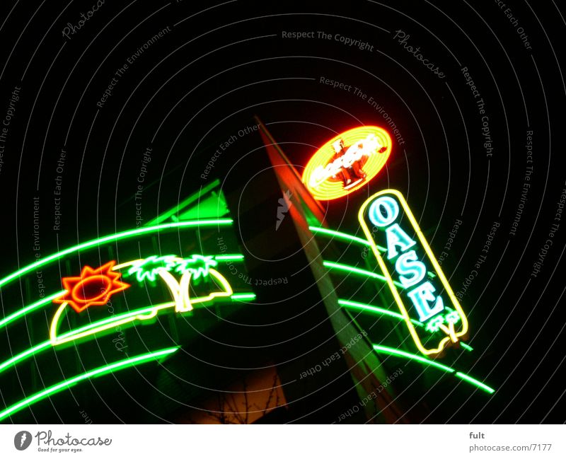 oasis Neon sign Fluorescent Lights Night shot Electrical equipment Technology Advertising