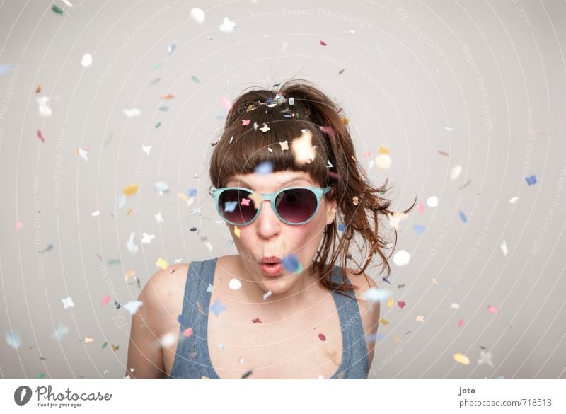 Woman with sunglasses at a party surrounded by confetti Party Feasts & Celebrations Dance Carnival New Year's Eve Birthday Human being Young woman