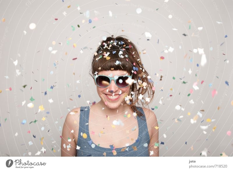 I feel good! Party Feasts & Celebrations Carnival New Year's Eve Birthday Human being Woman Adults Sunglasses Smiling Brash Hip & trendy Positive Wild
