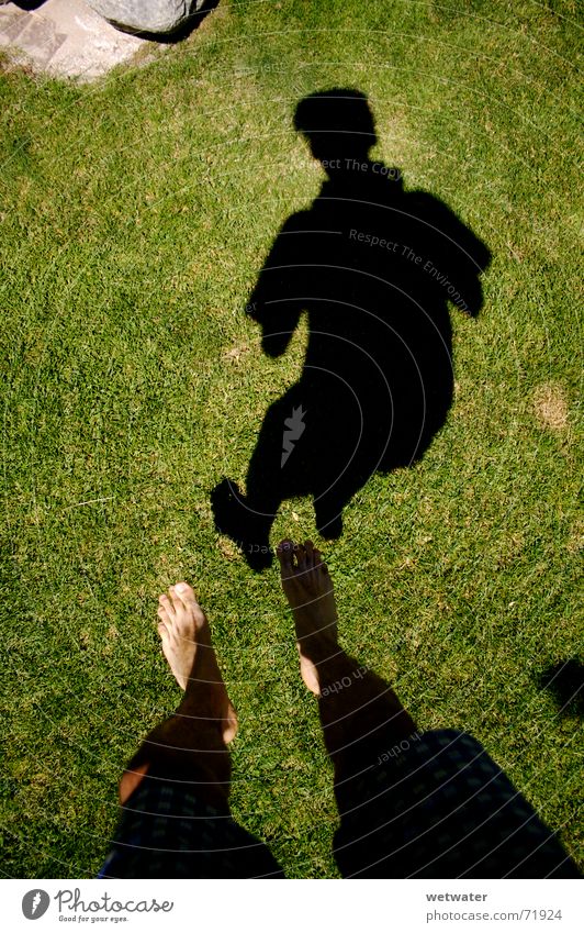 shadow jump Jump Green Grass Air Photographer Thin Man Summer Weightlessness Shorts Shadow feet camera kemara joy Garden low gravity Trick jump