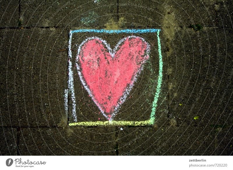 heart Heart Chalk pavement painting Love Romance Spring fever Declaration of love Chalk drawing Children's drawing Red Box Cubbyhole Penitentiary Captured Earth