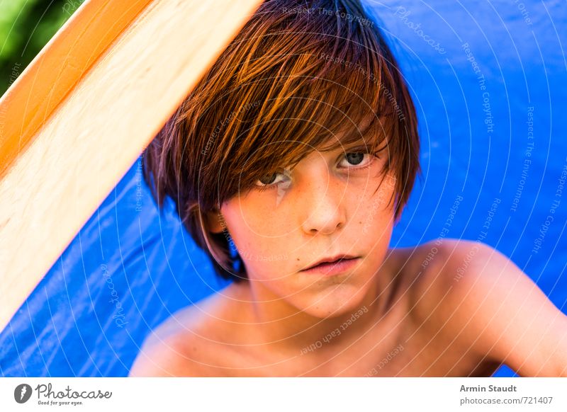 Portrait in a tent Leisure and hobbies Camping Vacation & Travel Summer Summer vacation Human being Masculine Youth (Young adults) 1 8 - 13 years Child Infancy