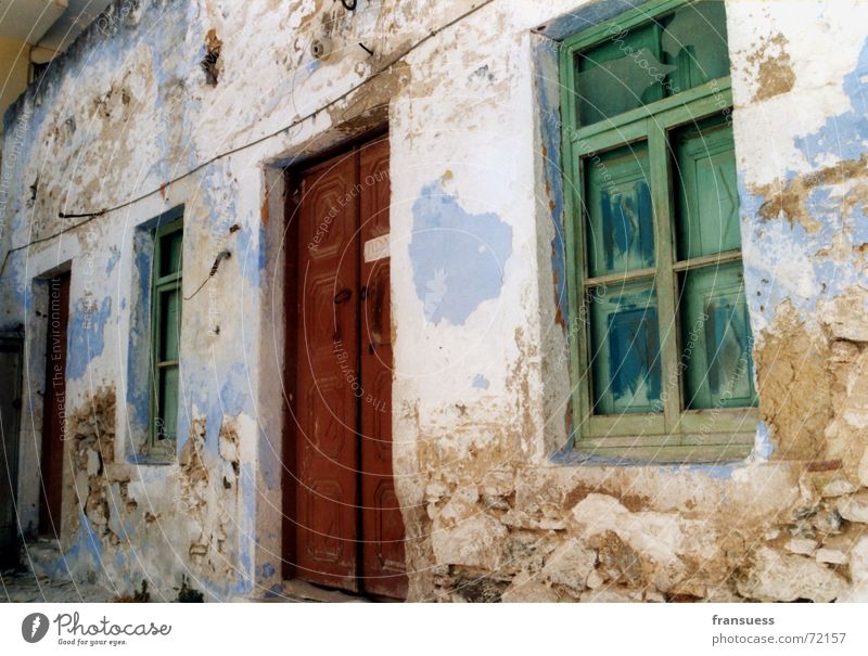 live better House (Residential Structure) Facade Set Multicoloured Harmful Ruin Shabby Greece Window Plaster Decline Door Stone