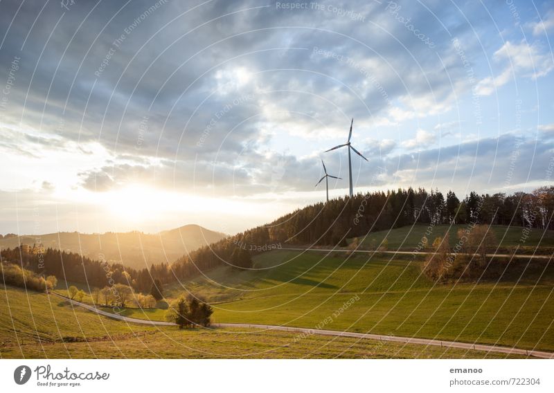 Wind and sun Far-off places Freedom Mountain Energy industry Renewable energy Solar Power Wind energy plant Energy crisis Environment Nature Landscape Sky