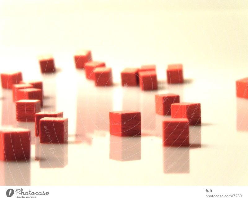 wooden cubes Red Light Reflection White Sharp-edged Side by side Futile Art Style Macro (Extreme close-up) Close-up Shadow depth blur Cube Structures and shapes