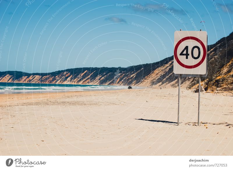 Beach driving for cars in this beach area, the maximum speed is limited to 40 km. With signpost 40 Km.  Beautiful view. Joy Relaxation Motorsports Landscape