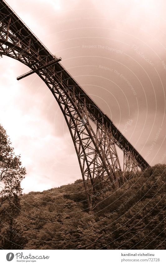 Steel Giant Railroad Iron Connect Bypass Wupper Clouds Mountainous area müngsten bridge Rivet Valley Black & white photo Sky Thunder and lightning