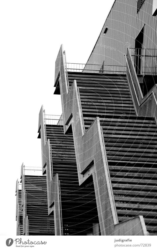 staircases 4 Building House (Residential Structure) Construction Downward Entrance Way out Black White Gray Gloomy Geometry Detail Black & white photo Stairs