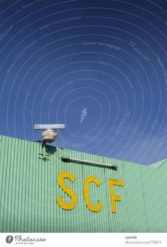 SCF is watching you! V1.3 Turquoise Yellow Corrugated sheet iron Radar station Neon light Sky Warehouse Building Industrial Photography Astronautics Airplane