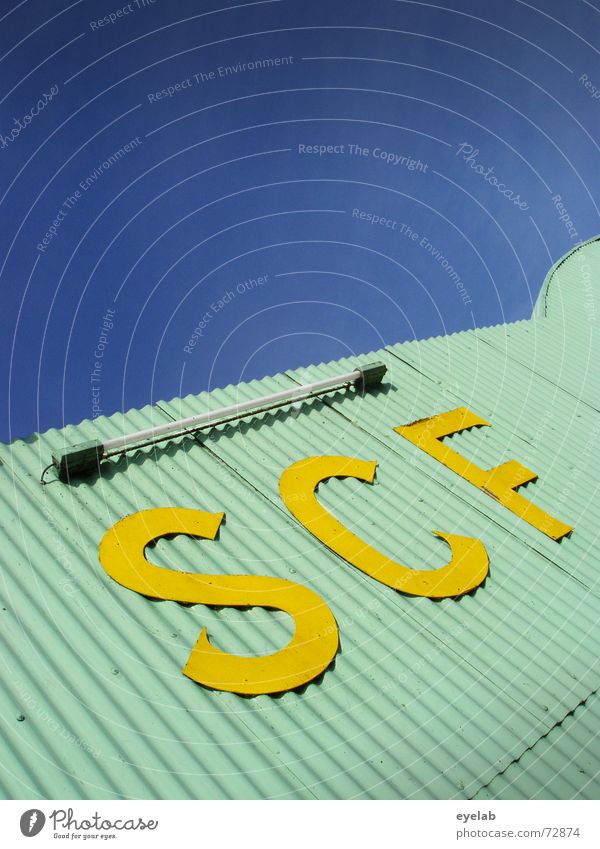 SCF is watching you! V1.4 Turquoise Yellow Corrugated sheet iron Radar station Neon light Sky Warehouse Building Industrial Photography Astronautics Airplane