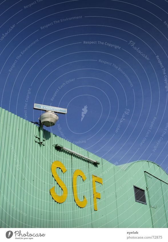 SCF is watching you! V1.5 Turquoise Yellow Corrugated sheet iron Radar station Neon light Sky Warehouse Building Industrial Photography Astronautics Airplane